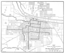 Map of Little Rock Railway and Electric Company c. 1907