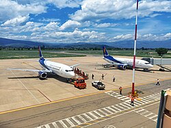 Boliviana de Aviación (BoA) is a state-owned company and the country's largest airline. Two BoA Boeing 737-300s parked at Jorge Wilstermann International Airport.