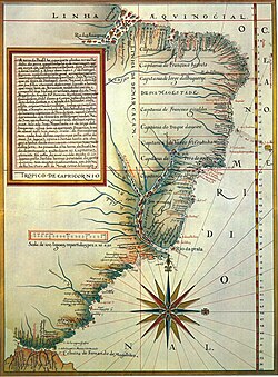 Map of 1574 showing the Portuguese Captaincies