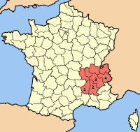 The Rhône-Alpes region. Dureza is believed to have originated in the Ardèche (#1) in the southwest and moved east/northeast into Drôme (#2) and Isère (#3). Somewhere in this area, most likely in Isère, the vine crossed with Mondeuse blanche, a variety native to the Savoie region (#4), to produce Syrah.