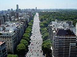 View of the avenue from a high-rise in the Palermo section of Buenos Aires