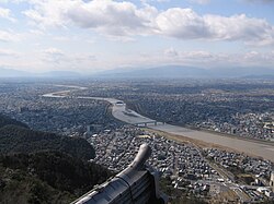 = Panoramic view of the Nōbi Plain with Gifu City, Gifu Prefecture seen from the top of Gifu Castle