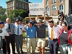 Jews singing Hebrew protest songs when Iranian President Mahmoud Ahmadinejad spoke at Columbia University in 2007