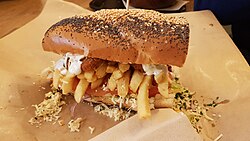 A gatsby sandwich, freshly prepared