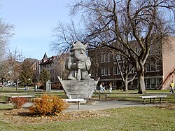 Campus statue of Ole, Augustana's mascot