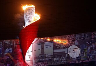 The lighting of the Olympic Cauldron.
