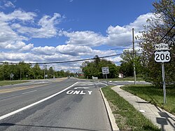 US 206 northbound past southern terminus at US 30 and Route 54 in Hammonton