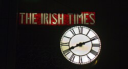 The Irish Times Clock, originally mounted on the D'Olier Street building, moved with the newspaper to the Tara Street offices in 2006.