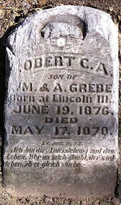 Information in English, Bible verse in German, Texas