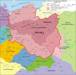 Map of Poland with Silesia (Śląsk) in the year 992 during the rule of Mieszko I