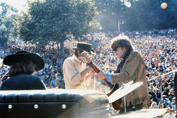 Spencer Dryden, Marty Balin, and Paul Kantner of Jefferson Airplane performing at the Fantasy Fair, early June 1967