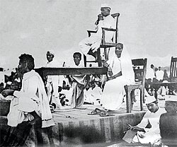 Gandhi's first visit to Odisha in 1921, a general meeting held at the riverbed of Kathajodi