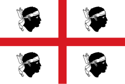 The Flag of Sardinia with Saint George cross in middle