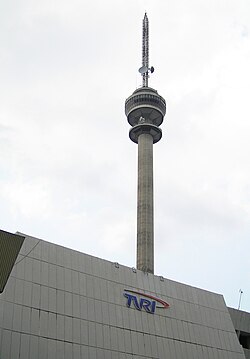 The main TV tower of TVRI at its headquarters in Jakarta