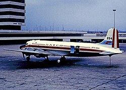Lima Airport in 1972 with a SATCO Douglas DC-4 operating an internal flight