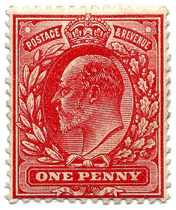 Edward VII on British 1-penny stamp of 1902
