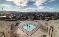 View from a garden terrace of the Cafesjian Museum of Art at the Cascade
