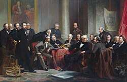 "Men of Progress", published by the magazine in 1862, showing American inventors such as Samuel Morse, Samuel Colt, Cyrus McCormick, Charles Goodyear, Peter Cooper, and others[1]