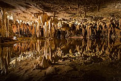 Cave limestone formations in the Luray Caverns of the northern Shenandoah Valley