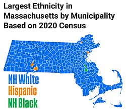 Largest Ethnicity in Massachusetts by Municipality Based on 2020 Census