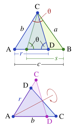 Generalization of Pythagoras's theorem by Tâbit ibn Qorra.[72] Lower panel: reflection of triangle CAD (top) to form triangle DAC, similar to triangle ABC (top).