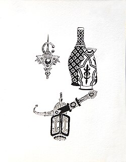 Amazigh fibula, ceramic vases, Koummya (dagger) and typical lantern