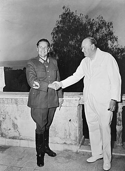 Tito and British prime minister Winston Churchill in 1944 in Naples, Italy