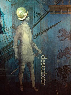 Spanish conquistador in the Pavilion of Navigation in Seville, Spain.