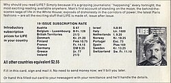 A subscription offer from Life in 1970. The U.S. price was then $2.55 for 19 issues.