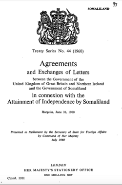 Agreements and Exchanges of Letters between the Government of the United Kingdom of Great Britain and Northern Ireland and the Government of Somaliland in connexion with the Attainment of Independence by Somaliland[3]