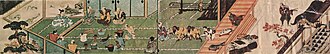 A palace reception near Hakodate in 1751. Ainu bringing gifts (cf. omusha)