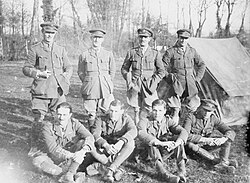 Officers of the 5th Dragoon Guards in their camp at Rollancourt, May 1917.