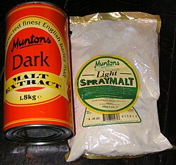 Homebrewing malt extracts: liquid in a can and spray dried