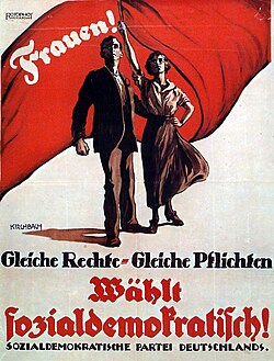 German election poster from 1919: Equal rights – equal duties!