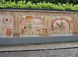 A mural in the stone fence in Turku, Finland in 2008
