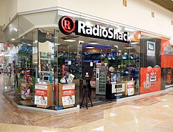A Radio Shack consumer electronics store in a mall