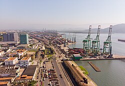 Port of Santos, the busiest in Brazil and one of the fifty largest ports in the world.