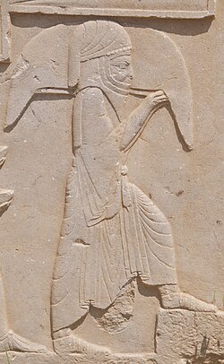 Depiction of a waterskin bearer in Persepolis