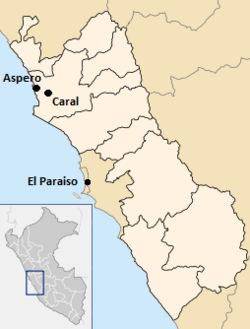 Map of Caral–Supe sites