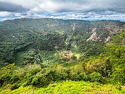 Boquerón crater with Boqueroncito cinder cone visible at the bottom