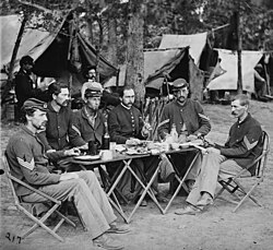 Non-commissioned officers of the 93rd New York Infantry Regiment in Bealeton, Virginia, in August 1863