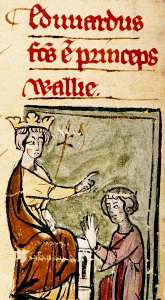 Edward I of England creating his son as "Prince of Wales" at the Lincoln parliament, England (14th century depiction)
