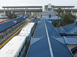 Tri-Rail and Metrorail Transfer Station is one of the busiest stations on the line and serves as a major transfer point between Tri-Rail and Miami-Dade Transit