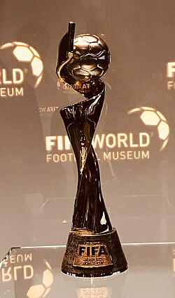 The FIFA Women's World Cup Trophy inside FIFA Museum