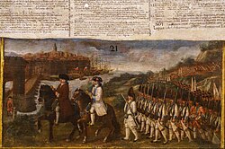 Filipino soldiers of the Spanish Empire led by Simon de Anda, retaking Manila after the British Empire returned Manila to the Captaincy General of the Philippines. Portrayed in Alegoría de la defensa de Filipinas.
