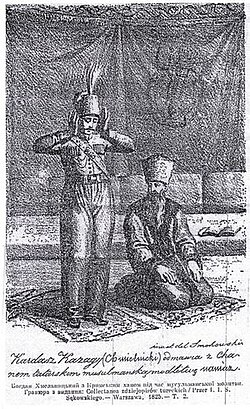 The Crimean Khan and Bohdan Khmelnytsky performing namaz.