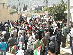 A demonstration against a road block, Kafr Qaddum, March 2012
