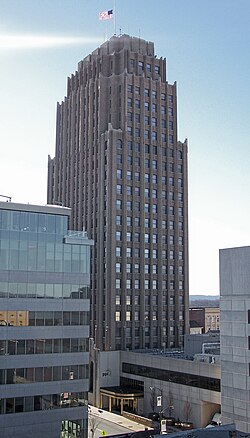 The PPL Building, the company's former headquarters, at 9th and Hamilton streets in Allentown