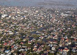 Banda Aceh aerial view after the tsunami disaster, 2004