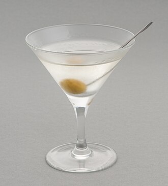 A martini served in a cocktail glass